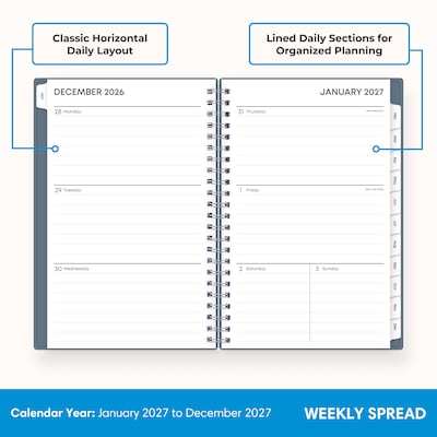 2027 Blue Sky 5 x 8 Weekly & Monthly Planner, Steel Blue (164273)