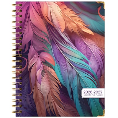2026-2027 Excello Brands 8.5" x 11" Academic Weekly & Monthly Planner, Paperboard Cover, Pastel Peacock (FSHN-AY26-8511-61)