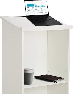 AdirOffice 46"H Floor Standing Lectern with Adjustable Shelf, White (661-01-WHI)