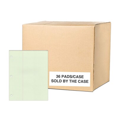 Roaring Spring Paper Products 8.5" x 11" Glued Pads, College Ruled, Green, 50 Sheets/Pad, 36 Pads/Case (95134cs)