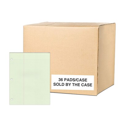 Roaring Spring Paper Products 8.5 x 11 Glued Pads, College Ruled, Green, 50 Sheets/Pad, 36 Pads/Ca