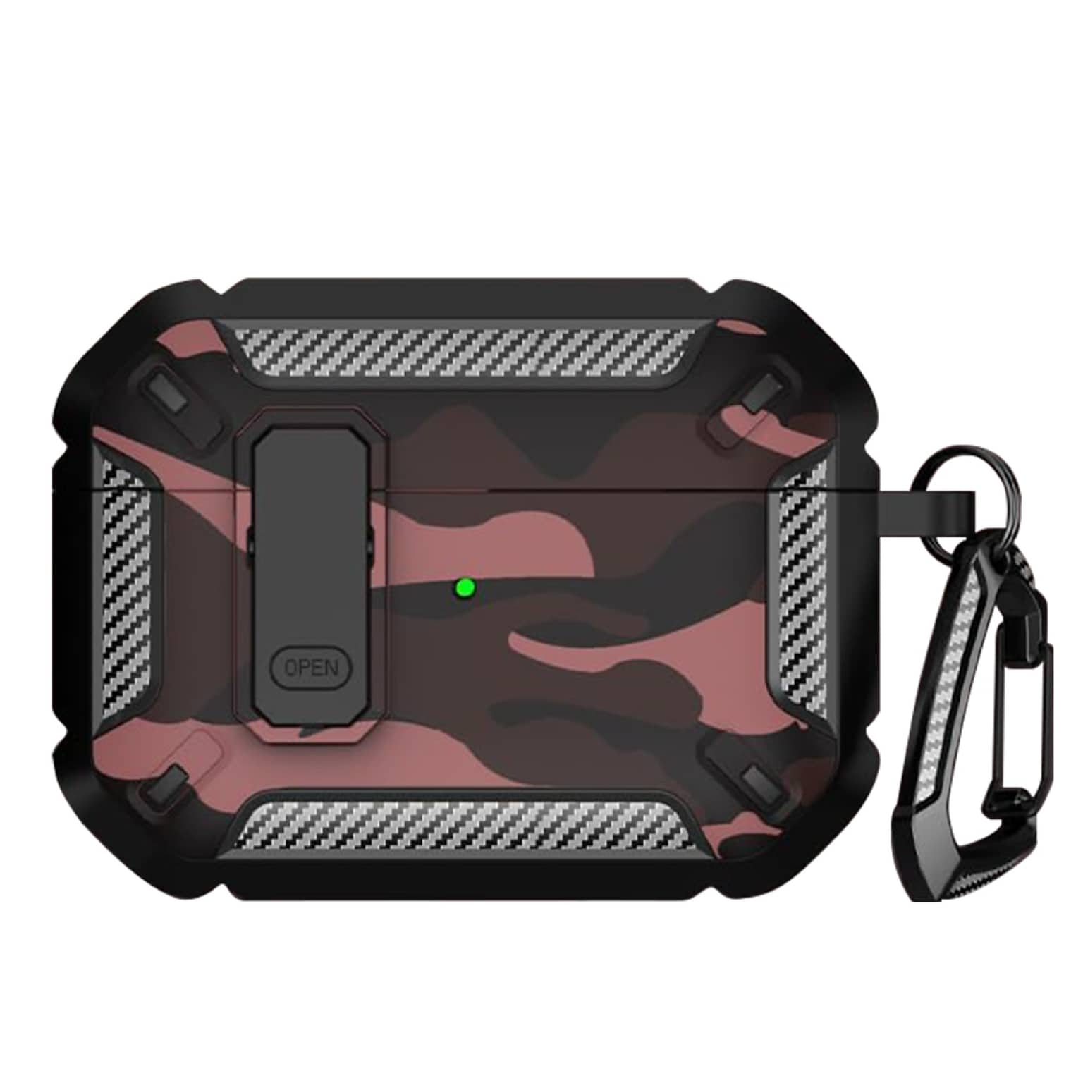 SaharaCase Raider Series Heavy Duty Secure Lock Case for Airpods Pro 3, Shock Absorbing Corners, Camo Red (HP00225)