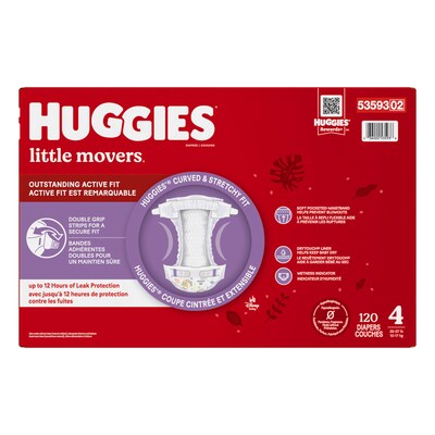 Huggies Little Movers Baby Diapers, Size 4, 120/Carton (53593)
