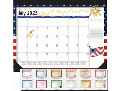 2023-2024 House of Doolittle Seasonal Holiday Depictions 22 x 17 Academic Monthly Desk Pad Calendar, Multicolor (1395-24)