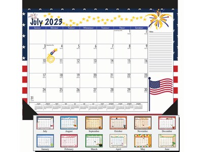 2023-2024 House of Doolittle Seasonal Holiday Depictions 22 x 17 Academic Monthly Desk Pad Calenda