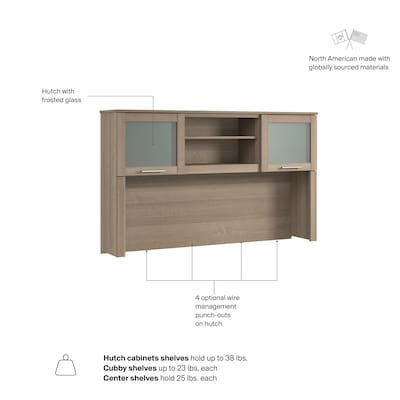 Bush Home Somerset 60"W Desktop Hutch, Ash Gray (WC81631)