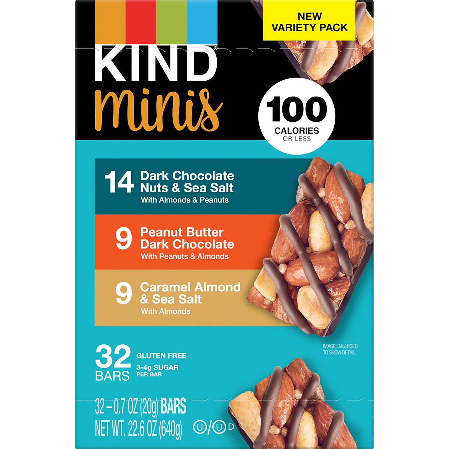 KIND Minis Gluten Free Nut Bar Variety Pack, 32 Bars/Box (220-00799)