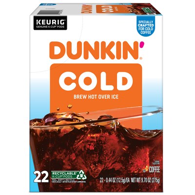 Dunkin' Cold Iced Coffee Keurig® K-Cup® Pods, Medium Dark Roast, 22/Box (5000369251)