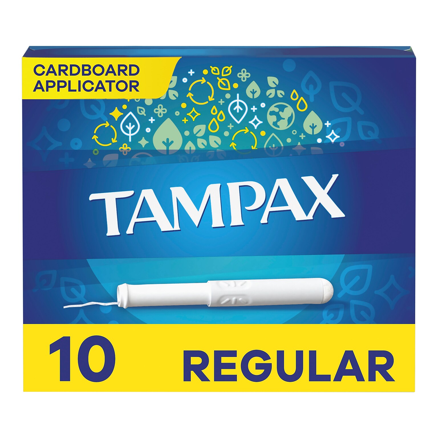 Tampax Cardboard Applicator Tampons, Regular, Unscented, 10/Box (1702131)