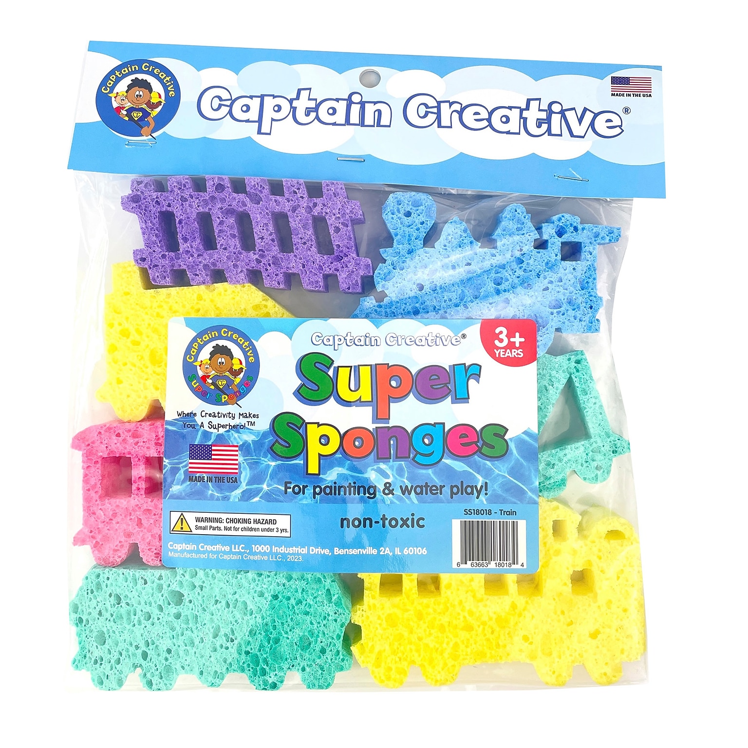 Captain Creative Super Sponges Train Pack, 7/Pack (APISS18018)