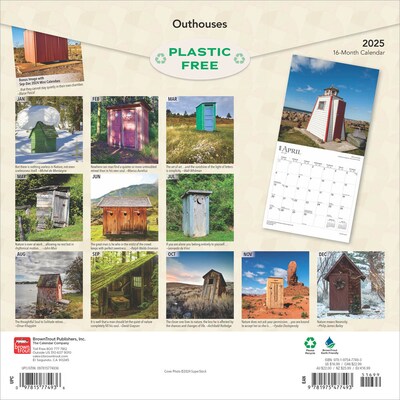 2025 BrownTrout Outhouses 12" x 12" Monthly Wall Calendar (9781975477493)