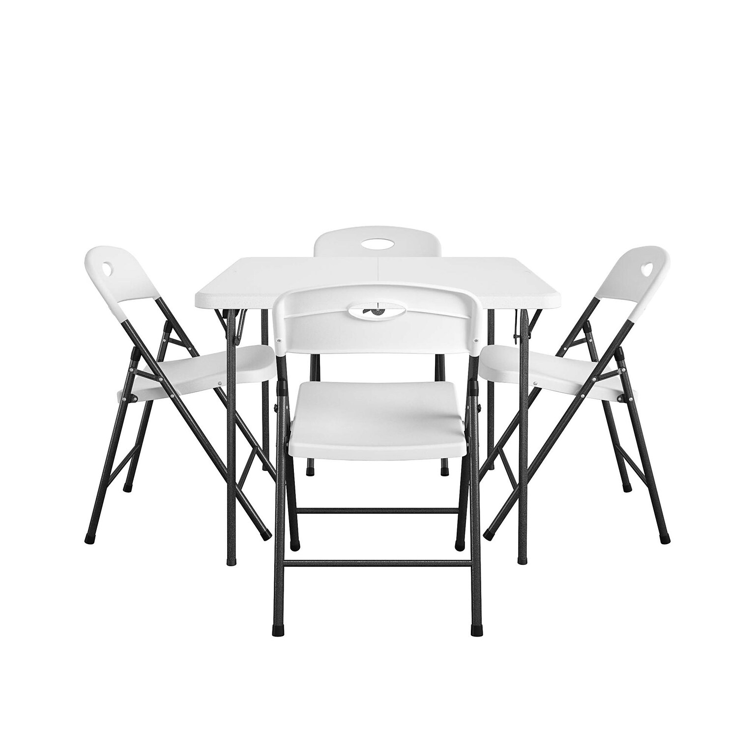 Cosco 36 Square Folding Table and Chairs, White, 5/Carton (37583WSP1E)
