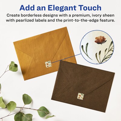 Avery Laser/Inkjet Square Pearlized Labels, 1" x 1", Ivory, 2400 Labels/Box (94103)