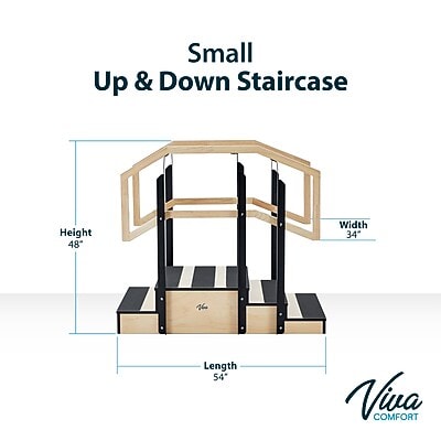 Viva Comfort Physical Therapy Non-slip Staircase with Safety Handles, 500 lbs. Capacity, Natural Wood (ADI906-01-MK)