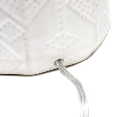 Lalia Home 19" Contemporary Bohemian Ceramic Eyelet Pattern Floral Textured Bedside Table Lamp, Off White (LHT-3000-OF)