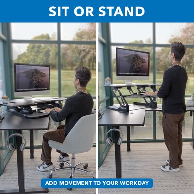 Mount-It! 43"W Manual Corner Adjustable Standing Desk Converter, Black (MI-7958A)