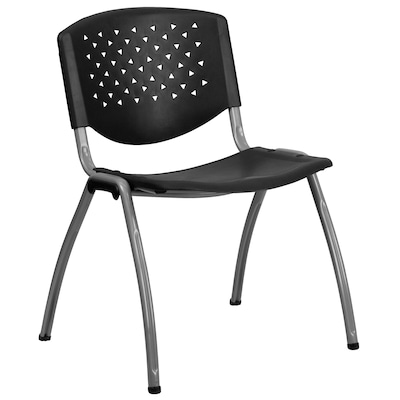 Flash Furniture HERCULES Series Plastic Stack Chair, Black (RUTF01ABK)