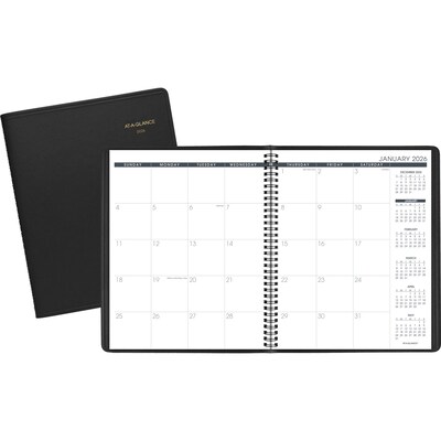 2025 AT-A-GLANCE 9" x 11" Calendar Year/Monthly Planner, Faux Leather Cover, Black (70-260-05-25)