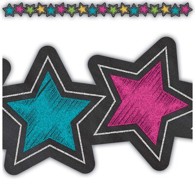 Teacher Created Resources Chalkboard Brights Stars Die-Cut Border Trim, 35 ft., 6 Packs (TCR3569-6)
