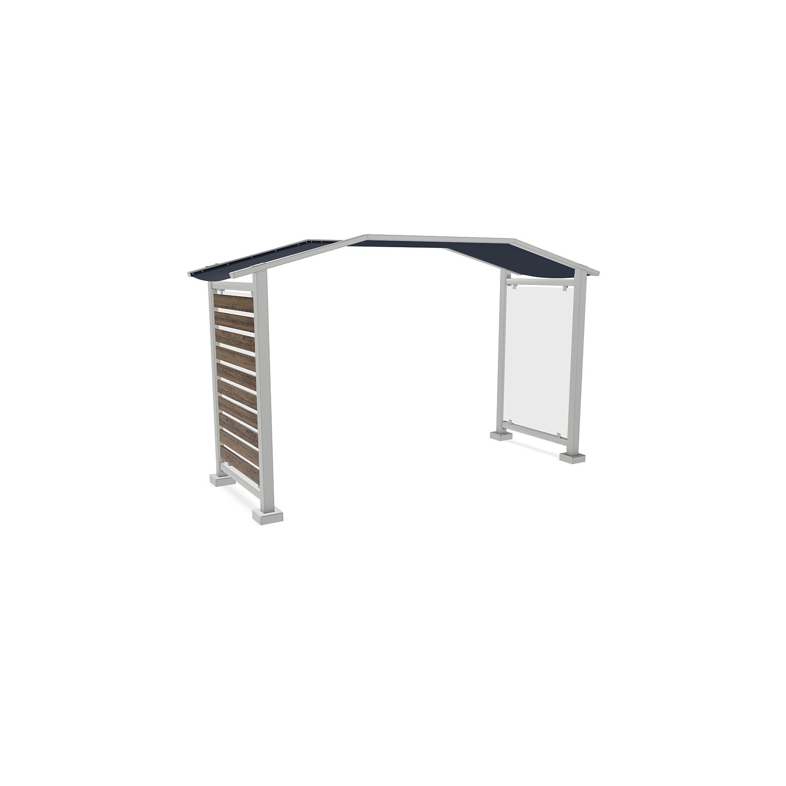 Preserve Outdoor Collaboration Glassboard, Captain Navy Awning, Walnut Decking, 104 H x 62 W x 178 D (PSV3FGSSILNVYWL)
