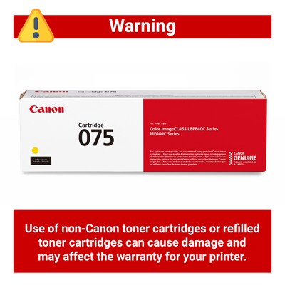 Canon 075 Yellow Standard Yield Toner Cartridge, Prints Up to 1,300 Pages (6362C001)
