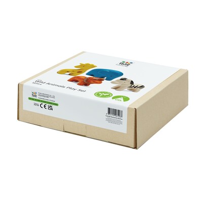 Plan Toys Wooden Wild Animals Playset, Multicolored, 4/Pack (PTS6128)