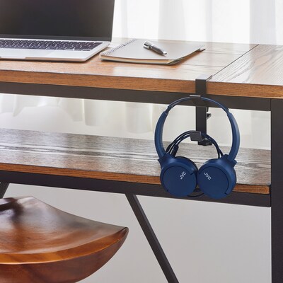 JVC Foldable On-Ear Headphones with Microphone, Blue (HA-S33UC)
