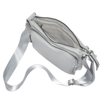 Nicci Cross-Body Bag with Front Zipper Pocket, Light Grey (NH08-LGRY)