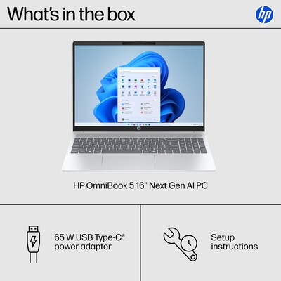 HP OmniBook 5 16" 2K Laptop, CoPilot+ PC, AMD Ryzen AI 7 350, 16GB RAM, 1TB SSD, +16.75 hour battery, Windows 11 Home