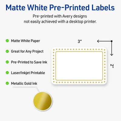 Avery Laser/Inkjet Rectangle Multipurpose Labels, 2 x 3, White, 80/Pack (S00DHV)