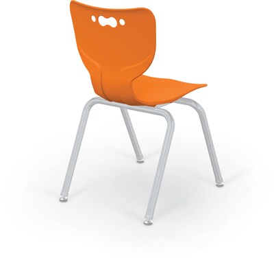 MooreCo 18 Hierarchy Student Chair with 4 Legs, Orange/Platinum Base (703673562058)