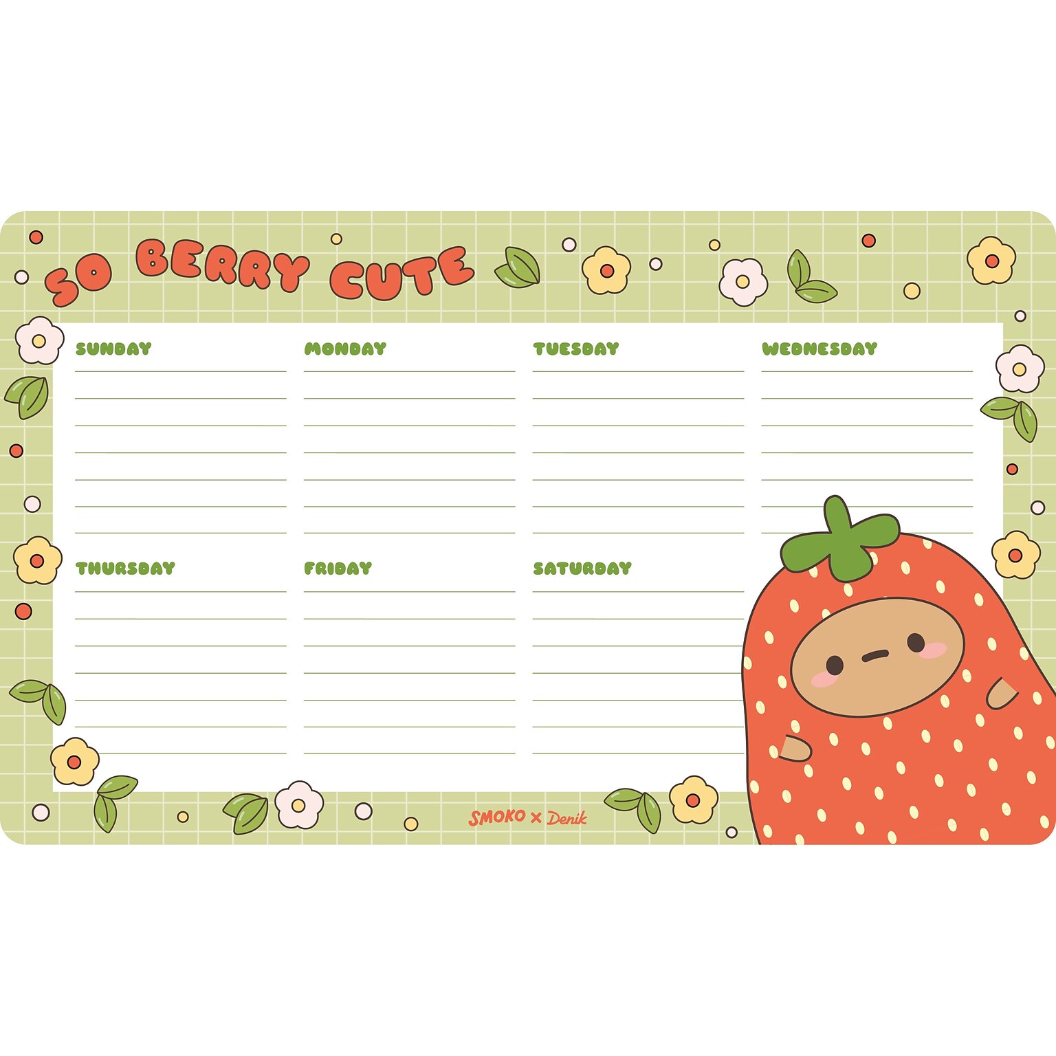 Denik Strawberry Dumpling Notepad, 10 x 6, Multicolor, 52 Sheets/Pad (DP1908)