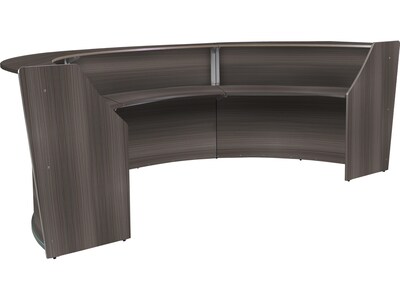 Regency Marque 144"W Curved Reception Desk Workstation, Driftwood Gray (77293GY)