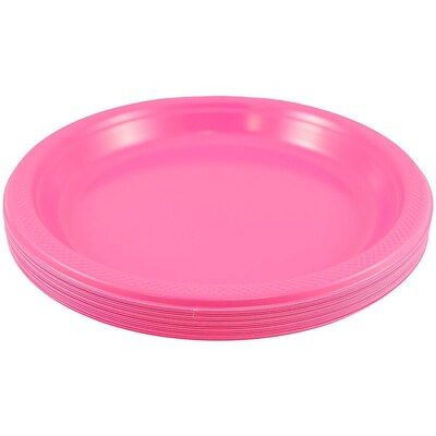JAM Paper 7 Plastic Plates, Fuchsia Pink, 80/Pack (2255320680g)
