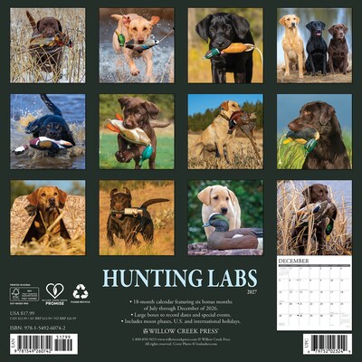 2027 Willow Creek Hunting Labs  12 x 12 Monthly Wall Calendar (60742)