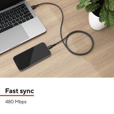 Staples TECH Micro USB to USB-A Charging Cable, 3.3 ft., Black (ST62327)