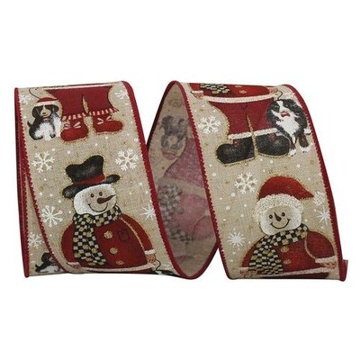 JAM Paper Ribbon, Snowman Santa With a Dog- Red Edge (52640348391)