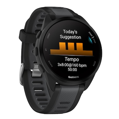 Garmin Forerunner 165 Smartwatch, GPS, 43mm, Slate Gray & Black Silicone Band (010-02863-30)