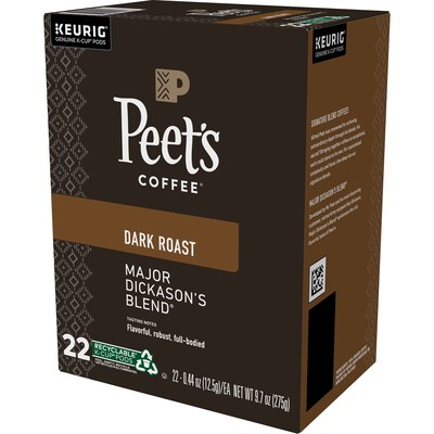 Peet's Coffee Major Dickason's Blend Coffee, Dark Roast, 0.47 oz. Keurig® K-Cup® Pods, 22/Box (6547)