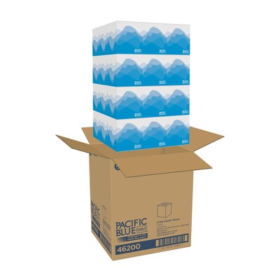 Pacific Blue Select Facial Tissue, 2-ply, 100 Tissues/Box, 36 Boxes/Pack (46200)