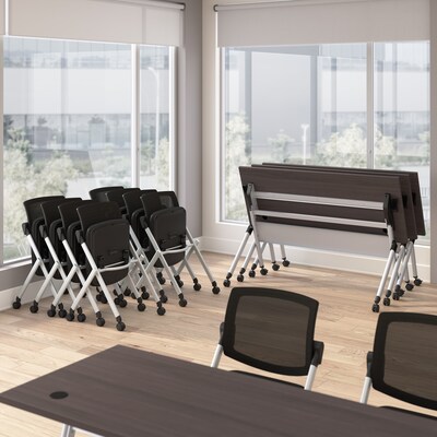 Bush Business Furniture Envision 60"W Foldable Training Room Table with 2 Chairs, Storm Gray (NVS003SG)