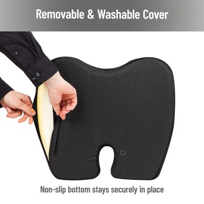 Mind Reader Memory Foam Office Chair Ergonomic Orthopedic Cushion, Black (ORTHOCUSH-BLK)
