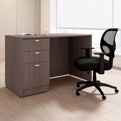 Boss Office Products Executive Desk with Box/Box/File Pedestal, 48" x 24", Driftwood (GROUP104-DW)