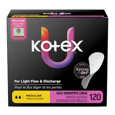 U by Kotex Security Lightdays Liner, Unscented, 120/Pack (58318)