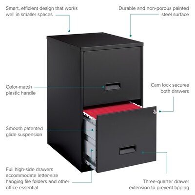 Space Solutions 18"D 2-Drawer Vertical File Cabinet, Letter, Charcoal (26495)