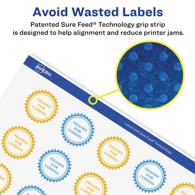 Avery Laser/Inkjet Multipurpose StarburstLabels, 1.75" Dia, Glossy Clear, 1000/Box (94607)