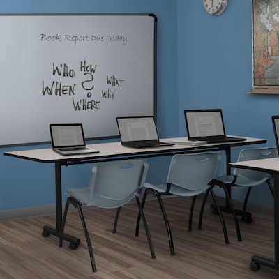 Regency Kobe 84 Flip Top Mobile Training Table- Maple & 3 M Stack Chairs- Grey