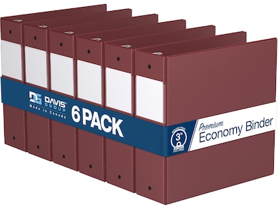 Davis Group Premium Economy 3 3-Ring Non-View Binders, Burgundy, 6/Pack (2314-08-06)