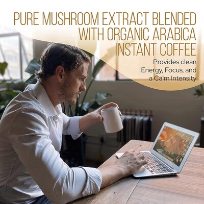 La Republica Organic Instant Superfood Mushroom Coffee, Fair Trade Arabica Coffee, Medium Roast, 35 Servings (LARR-OMIC)
