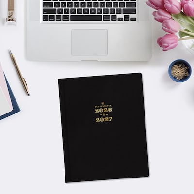 2026-2027 Blue Sky Day Designer 8" x 10" Academic Year Weekly & Monthly Planner, Faux Leather Cover, Black (158200)